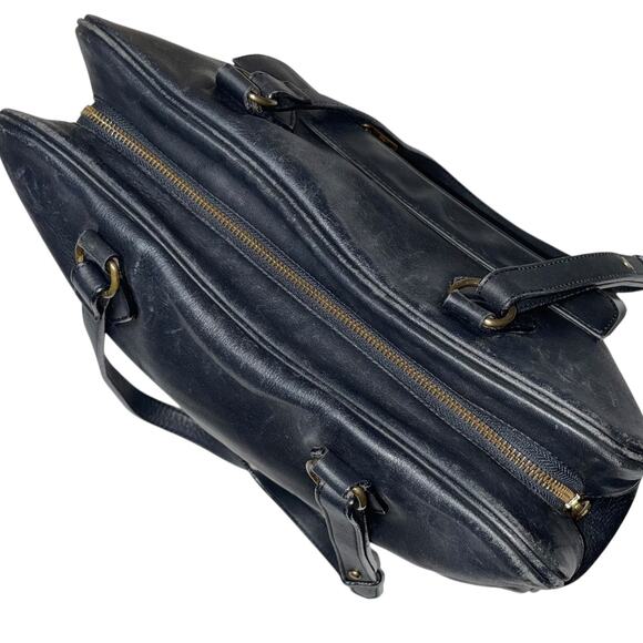 J Press Black Leather Briefcase Document Laptop Satchel Shoulder Bag - Picture 4 of 9